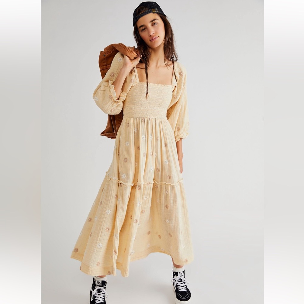 Free People Dahlia Embroidered Maxi Dress Size Small